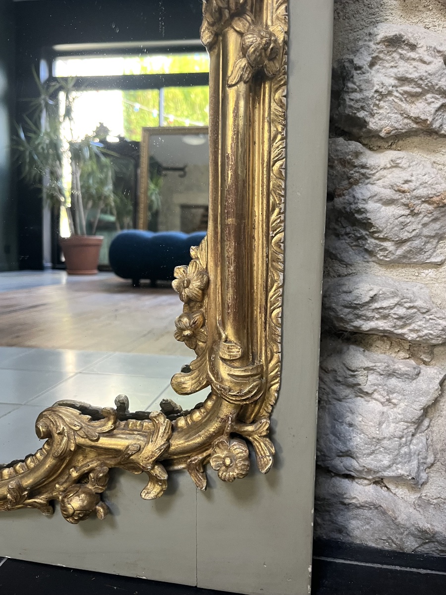 Antique Louis XV-style Mantelpiece, 155/84.5 Cm, Gilded With Gold Leaf, Rocaille, Rococo -photo-7