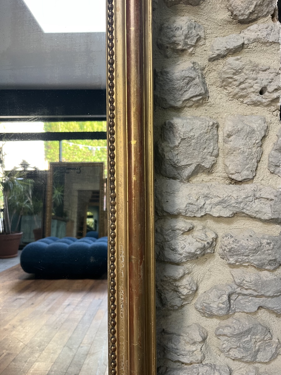 Louis-philippe Beaded Mirror, 175/130 Cm, Gendarme's Hat Shape, Fireplace Trumeau, Mirror  -photo-1