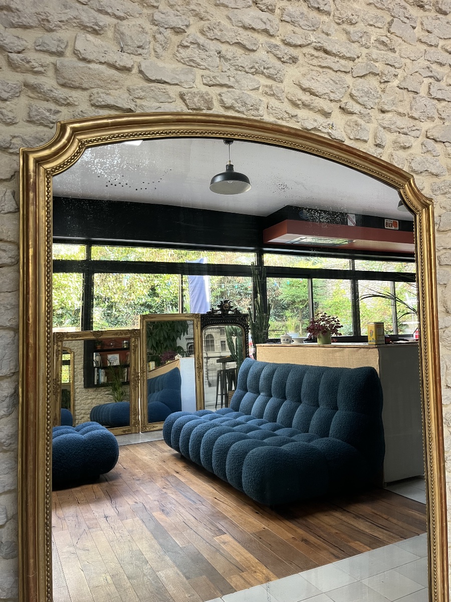 Louis-philippe Beaded Mirror, 175/130 Cm, Gendarme's Hat Shape, Fireplace Trumeau, Mirror  -photo-6