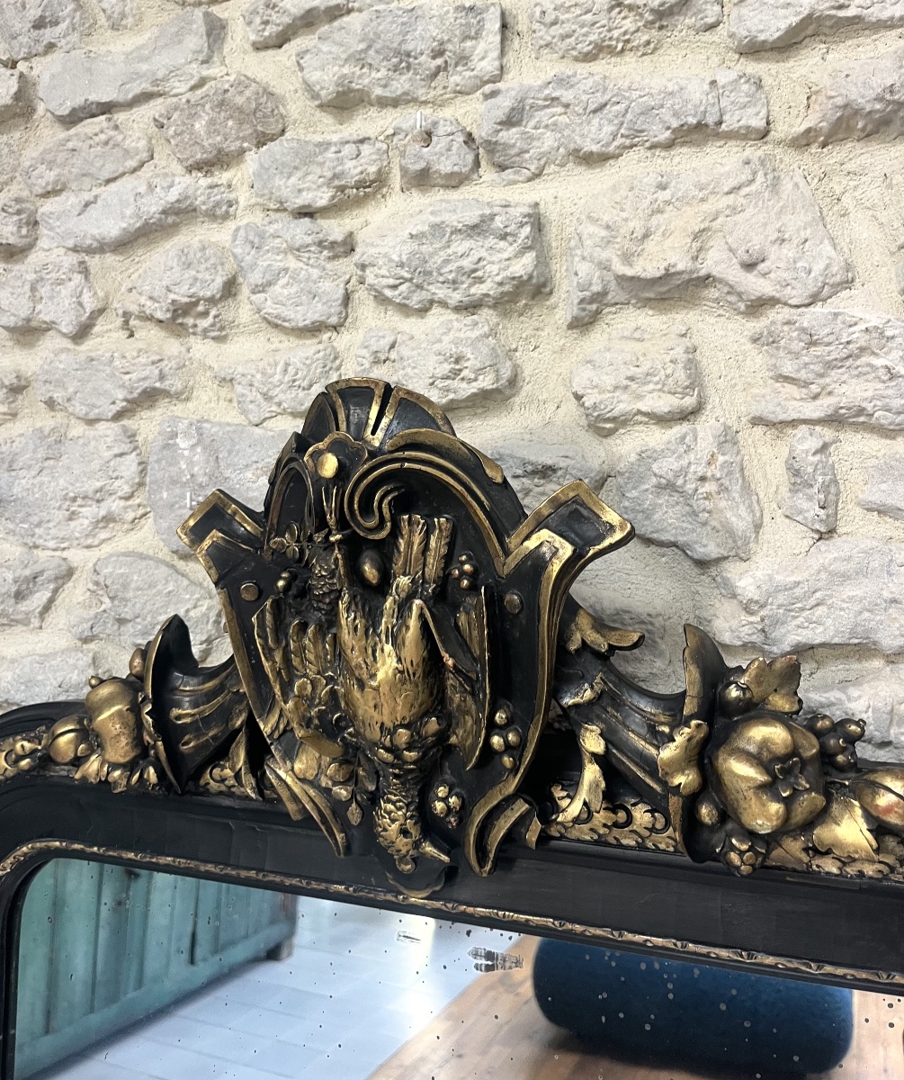 Miroir Louis-Philippe à fronton époque Napoléon III 157,5/84,5cm, trumeau de cheminée fin 19em-photo-7
