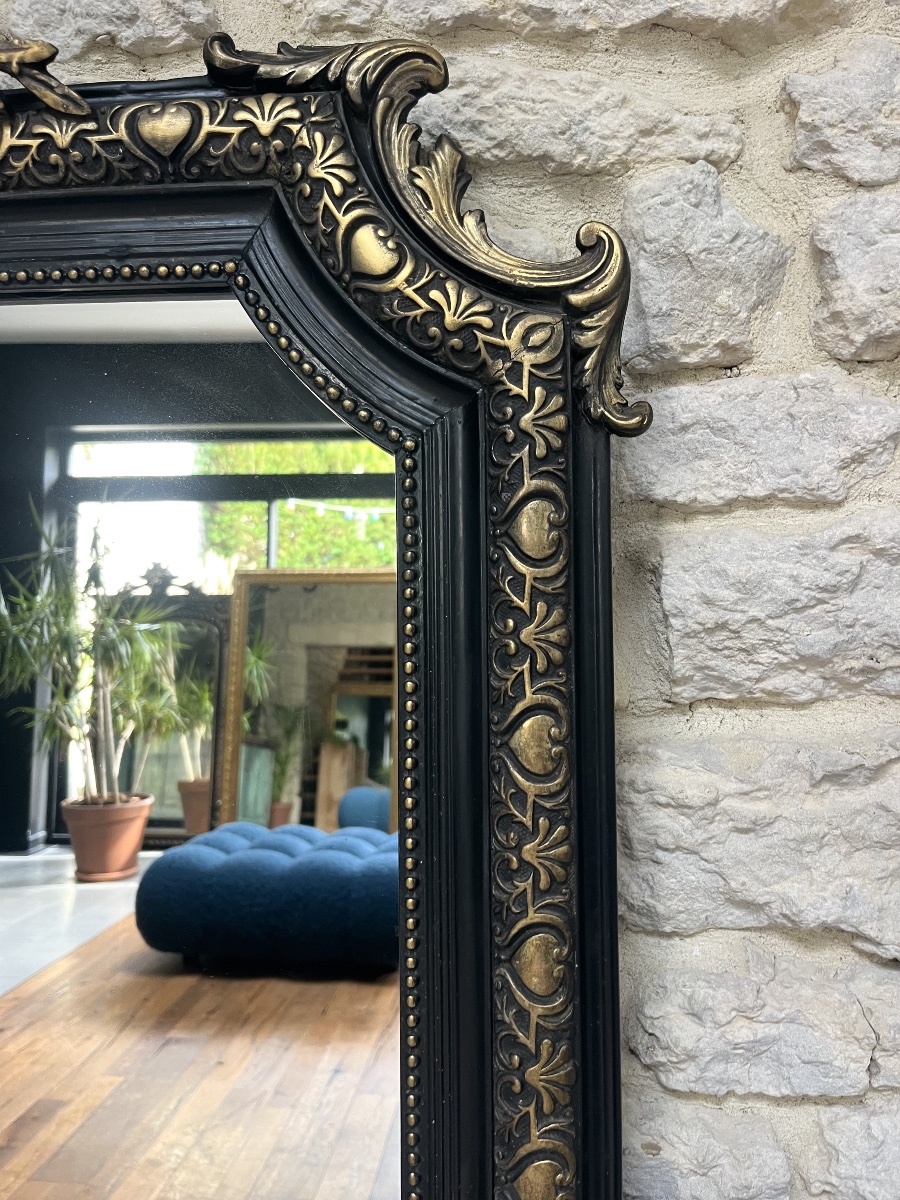 Miroir à frontons époque Napoléon III 147/97,5cm trumeau de cheminée époque fin 19ème, glace -photo-5