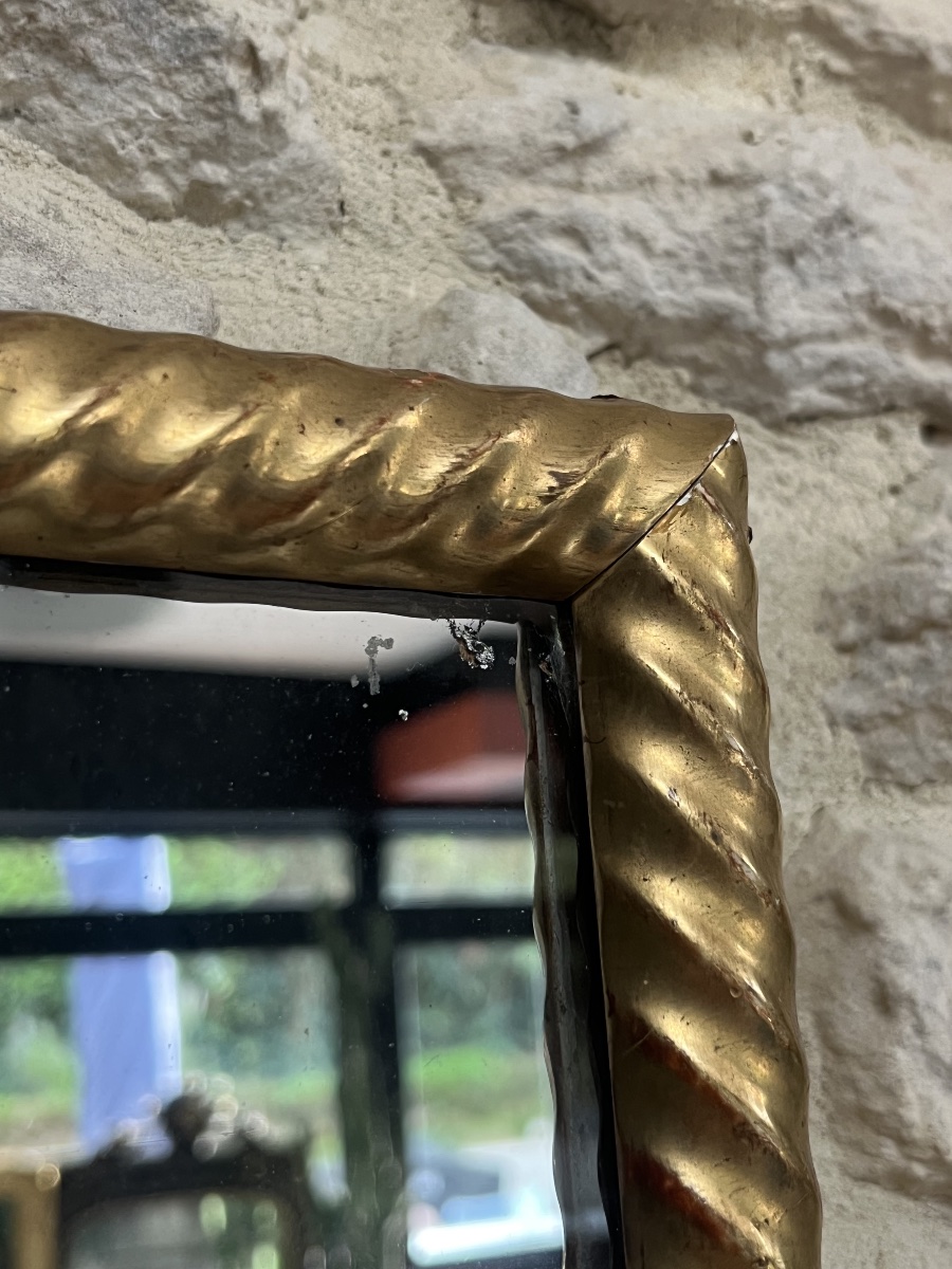 Miroir époque fin 19éme doré à la feuille d’or 55cm/43cm, glace au mercure -photo-4