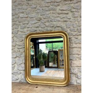 Antique Louis-philippe Mirror Gilded With Gold Leaf.