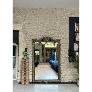 Napoleon III Period Pediment Mirror 174.5cm/107.5cm With Gold Leaf 