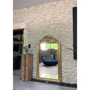 Louis-philippe Mirror With Pediment 159cm/89cm And Gold Leaf Beading 