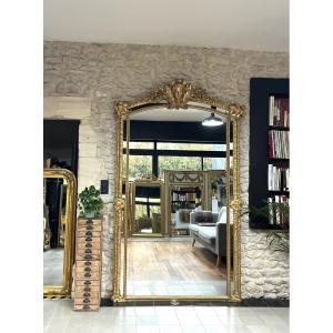 244cm Fireplace Mirror Louis XIV Parecloses, Regency Gilded With Gold Leaf, Mercury Mirrors.
