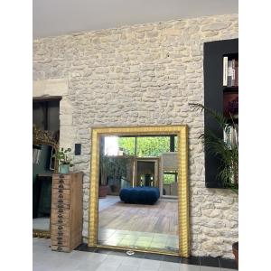 Directoire Period Mirror 152/125cm Gilded With Gold Leaf 19th Century Mercury Glass Trumeau
