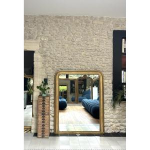 Antique Louis-philippe Fireplace Mirror 151cm/121cm Gilded With Gold Leaf, Mercury Glass.