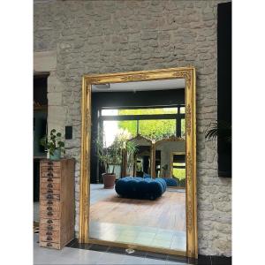 Antique Fireplace Mirror, 188/126cm, Directoire Period, Gilded With Gold Leaf, Mantelpiece 