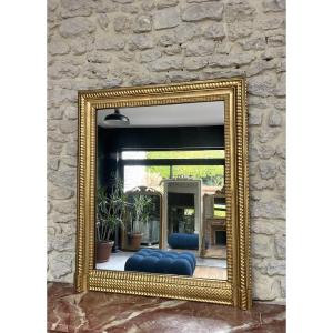 Antique Fireplace Mirror, 93.5/78.5cm, Gilded With Gold Leaf, Frosted Mercury, Mantelpiece 