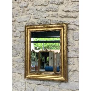 Antique Mirror 56cm/44cm Gilded With Gold Leaf, 19th Century, Mercury Glass,