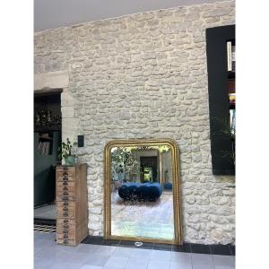 Antique Mantelpiece Mirror 121.5/96cm Louis Philippe Beaded Gold Leaf Mantelpiece Overmantel