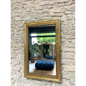 Antique Mirror 88.5/56.5cm Gilded With Gold Leaf, Mercury Glass, Fireplace Overmantel