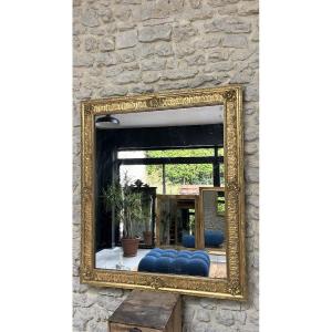 19th-century Mirror, 103 Cm By 89 Cm, Gilded With Gold Leaf; Fireplace Trumeau; Glass; Antique Mirror