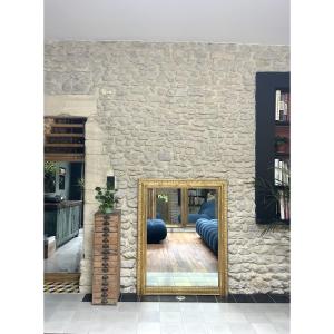 127/101.5 Cm Gold-leaf-gilded Fireplace Mirror, Mercury Glass, Fireplace Trumeau