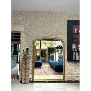 Louis-philippe Beaded Mirror, 175/130 Cm, Gendarme's Hat Shape, Fireplace Trumeau, Mirror