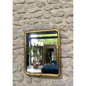 Louis-philippe Mirror, 48/39 Cm, Gilded With Gold Leaf, Mercury-coated Glass, Late 19th Century
