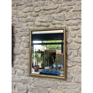 Miroir époque fin 19éme doré à la feuille d’or 55cm/43cm, glace au mercure