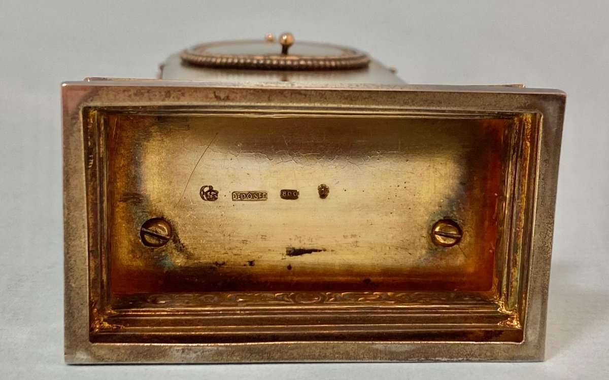 Pendulette En Argent Massif émaillé, Vers 1890-1910, Allemagne -photo-4