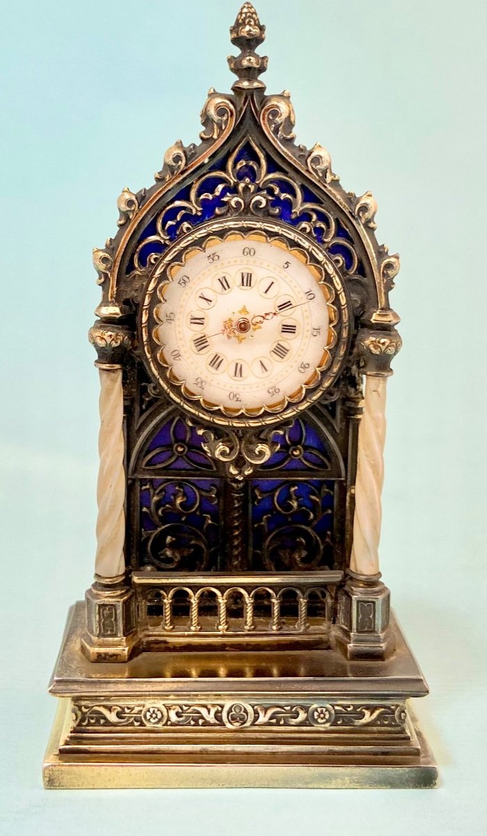 Pendulette En Argent Massif émaillé, Vers 1890-1910, Allemagne -photo-8