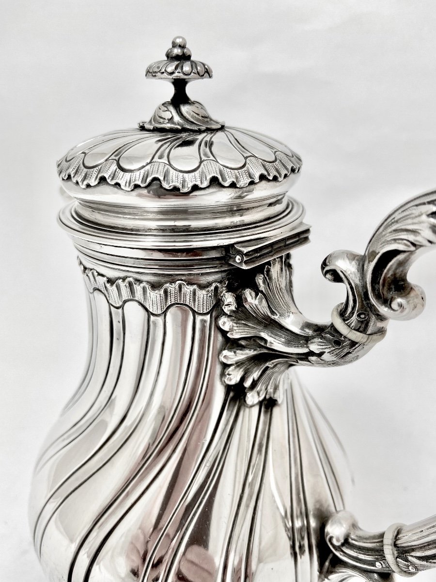 Louis XV Coffee Pot, Sterling Silver, Paris, 1880-1900, Le Bouquet Orfèvre-photo-1
