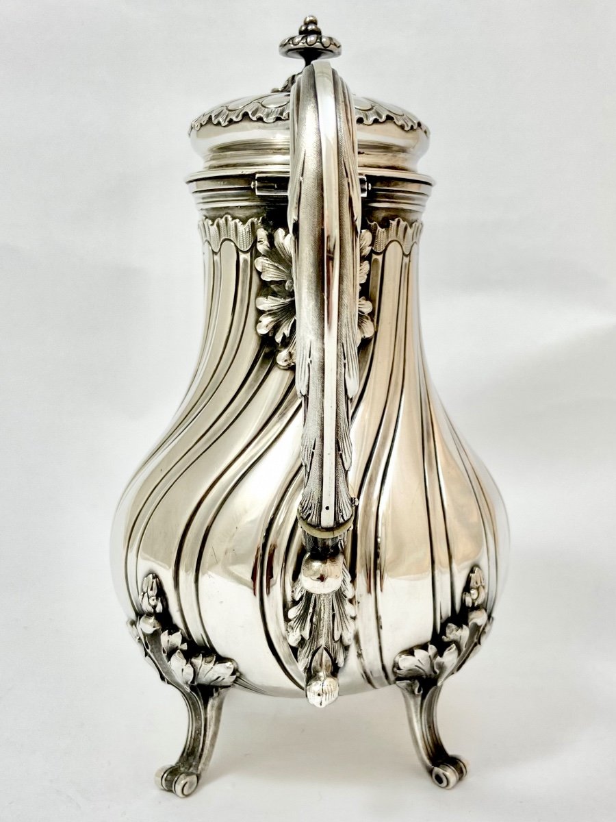 Louis XV Coffee Pot, Sterling Silver, Paris, 1880-1900, Le Bouquet Orfèvre-photo-5