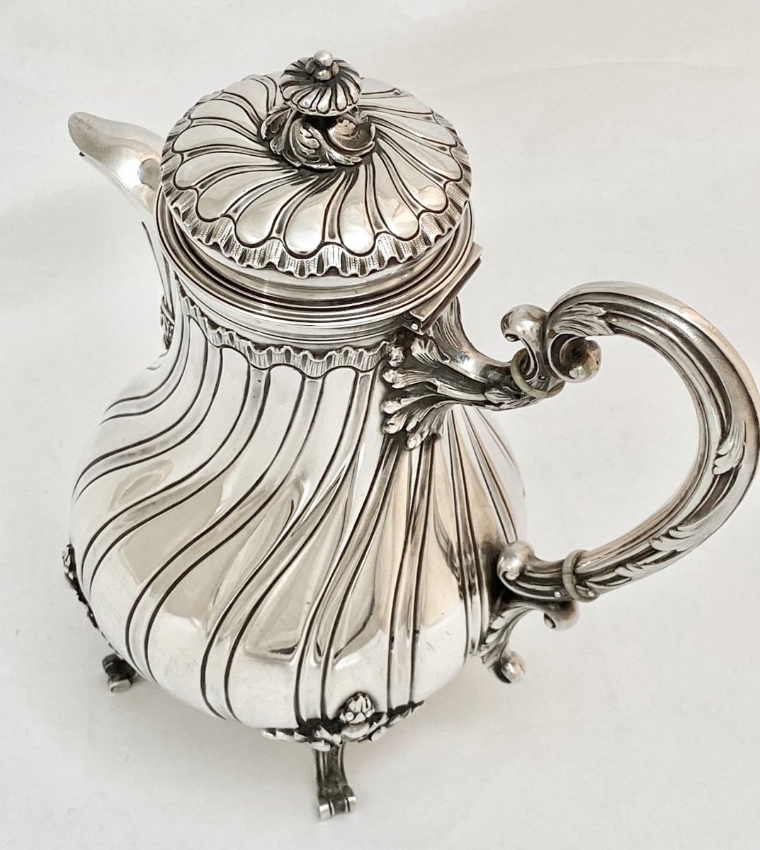 Louis XV Coffee Pot, Sterling Silver, Paris, 1880-1900, Le Bouquet Orfèvre-photo-7