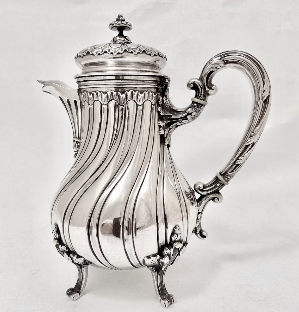 Cafetière Louis XV , Argent Massif, Paris , 1880-1900, Le Bouquet Orfèvre -photo-8