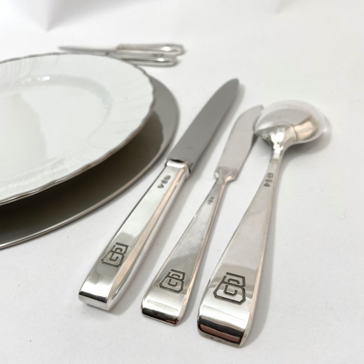 Cutlery Set Gioconda, Phillippe Wolfers 1923-25, 950\% Sterling Silver-photo-5