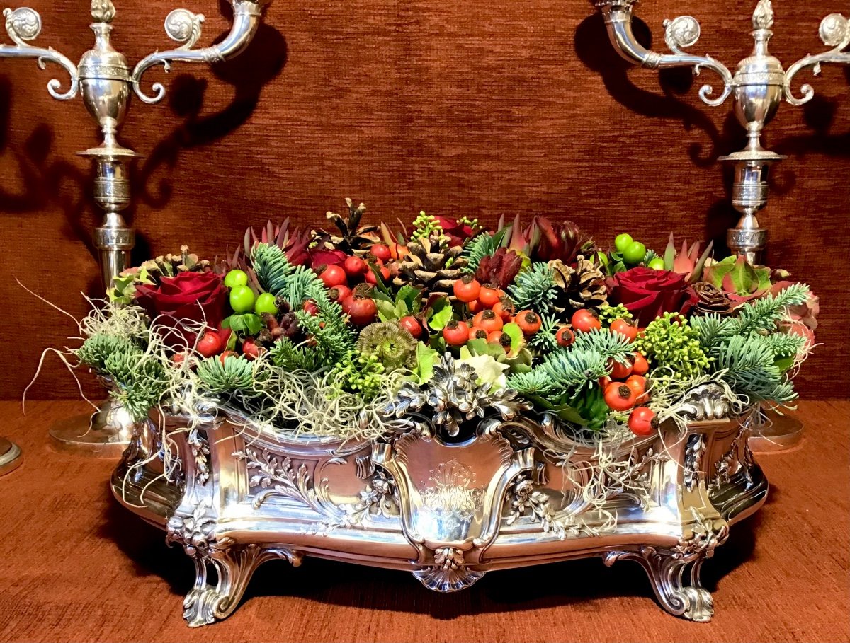 Large Centerpiece In Sterling Silver, France 1870-1900-photo-1
