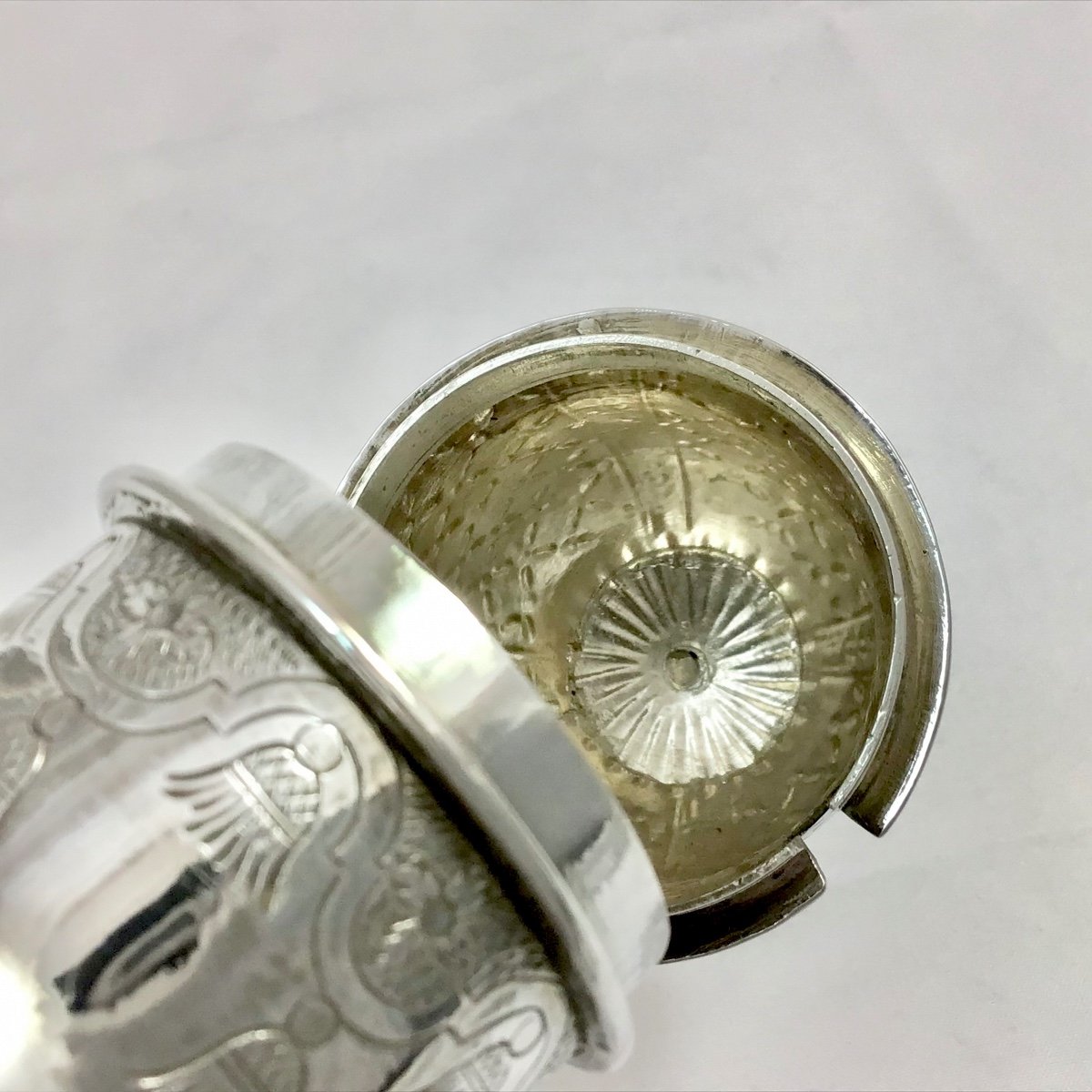Régence Mustard Pot, Sterling Silver, 18th Century, Northern France Or Southern Netherlands-photo-2