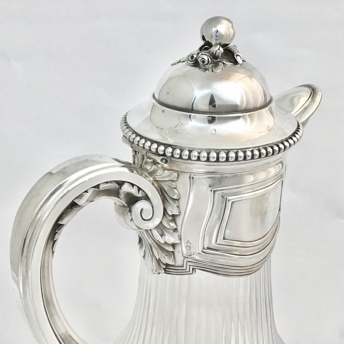 Cooling Carafe, France 1900-1910, Silver And Cut Crystal-photo-4