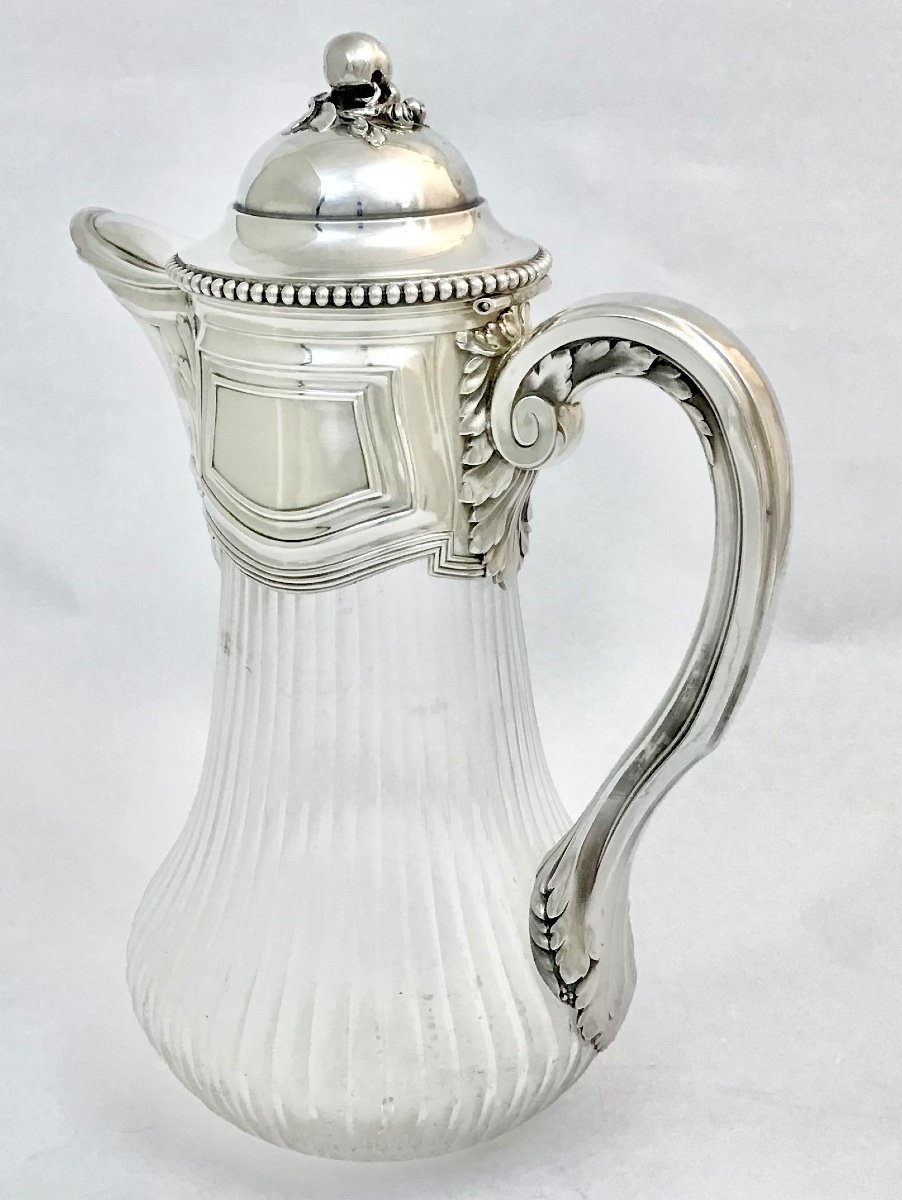 Cooling Carafe, France 1900-1910, Silver And Cut Crystal-photo-7