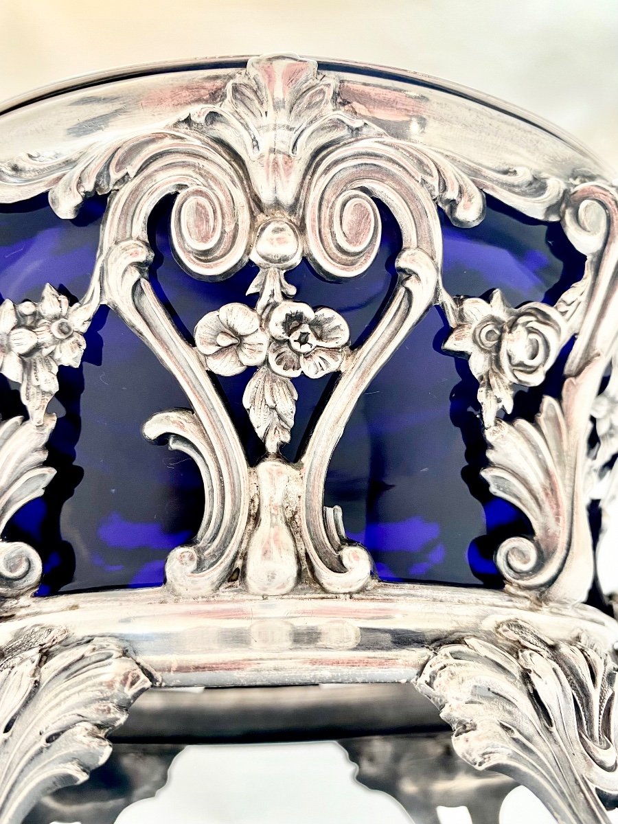 Large Napoleon III Sugar Bowl, Sterling Silver, France Circa 1850, Bezel-photo-2