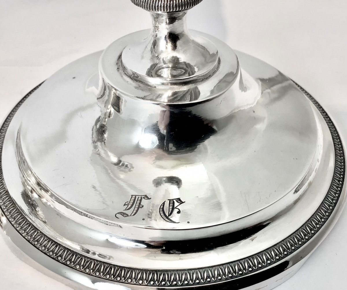 Trois Flambeaux Empire , Schott, Francfort 1811-1822, Argent Massif -photo-5
