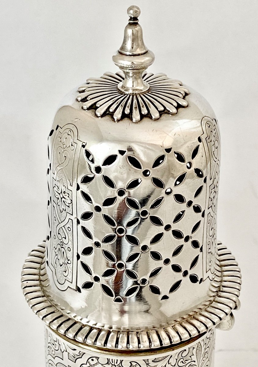Très Grand Saupoudroir Régence , Argent Massif,paris 1884-1911, André Aucoc-photo-1