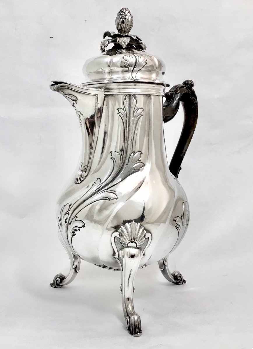 Sumptuous  Chocolate Pot Louis XV, Bruges 1754, Johannes II Herremans, Sterling Silver-photo-4