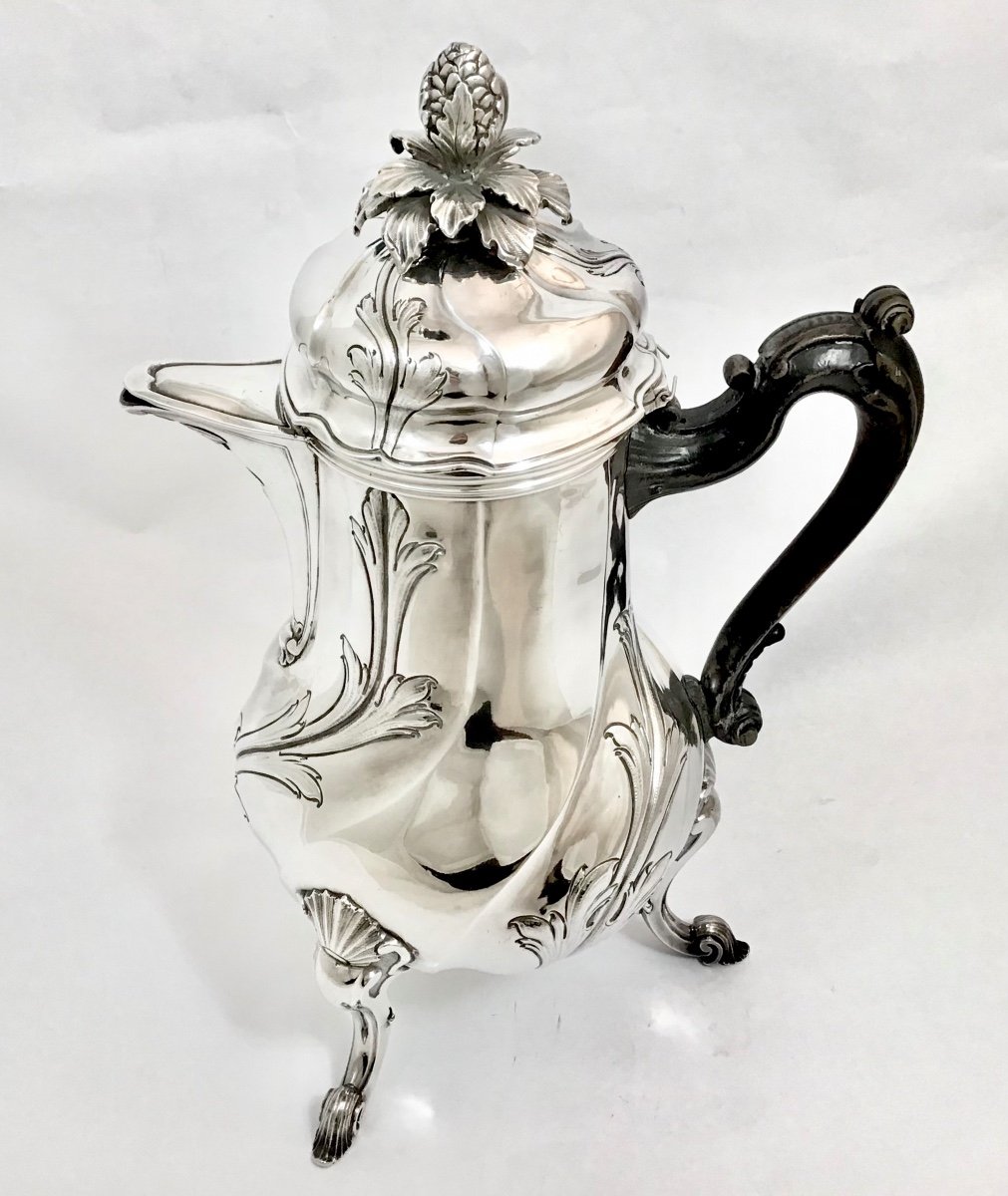 Sumptuous  Chocolate Pot Louis XV, Bruges 1754, Johannes II Herremans, Sterling Silver-photo-5