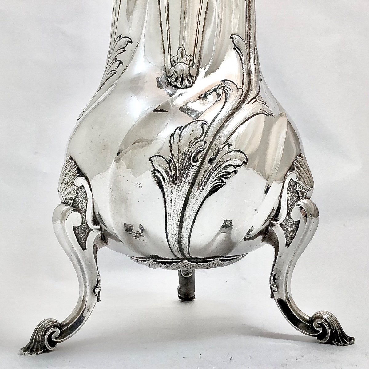 Sumptuous  Chocolate Pot Louis XV, Bruges 1754, Johannes II Herremans, Sterling Silver-photo-7