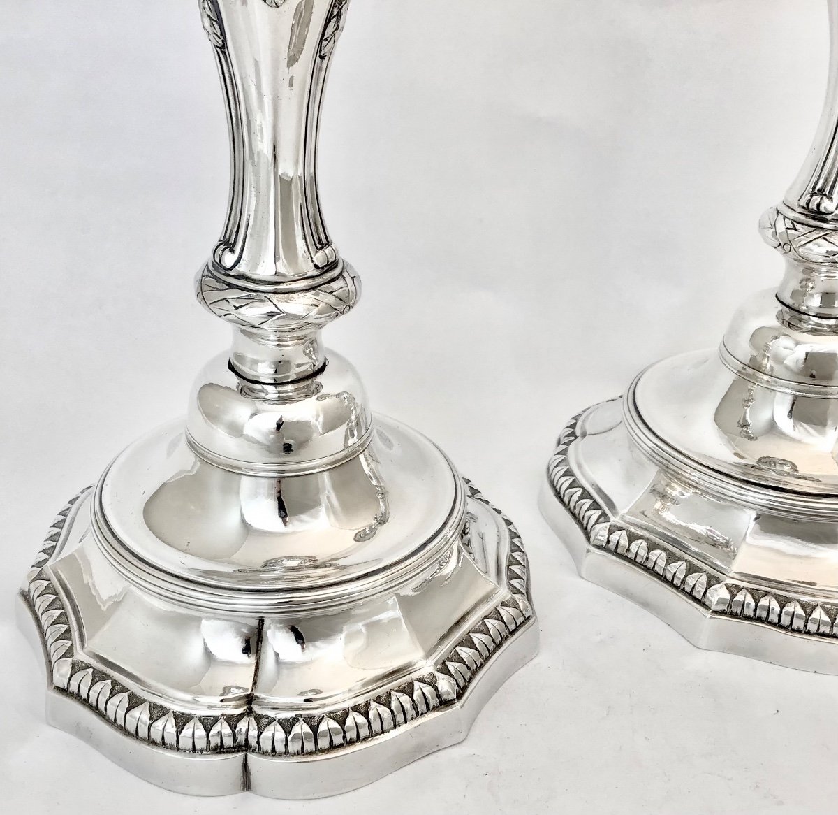 Lille 1782, Fr.-Joseph Baudoux, Paire De Flambeaux D’époque Louis XVI En Argent Massif -photo-6