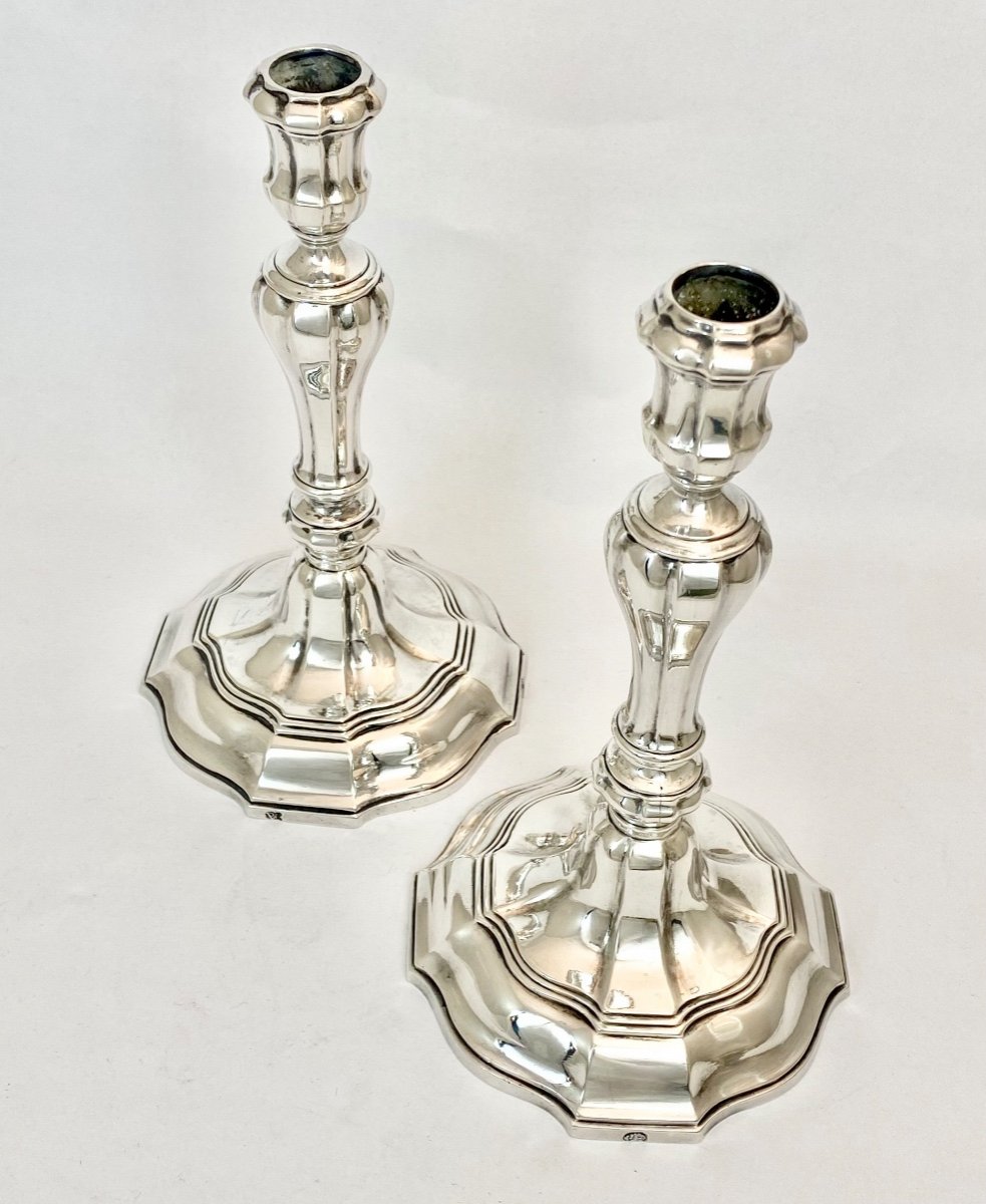 Brussels 1734-37, Sterling Silver, Petrus Van Eesbeeck, Pair Of Candlesticks-photo-4