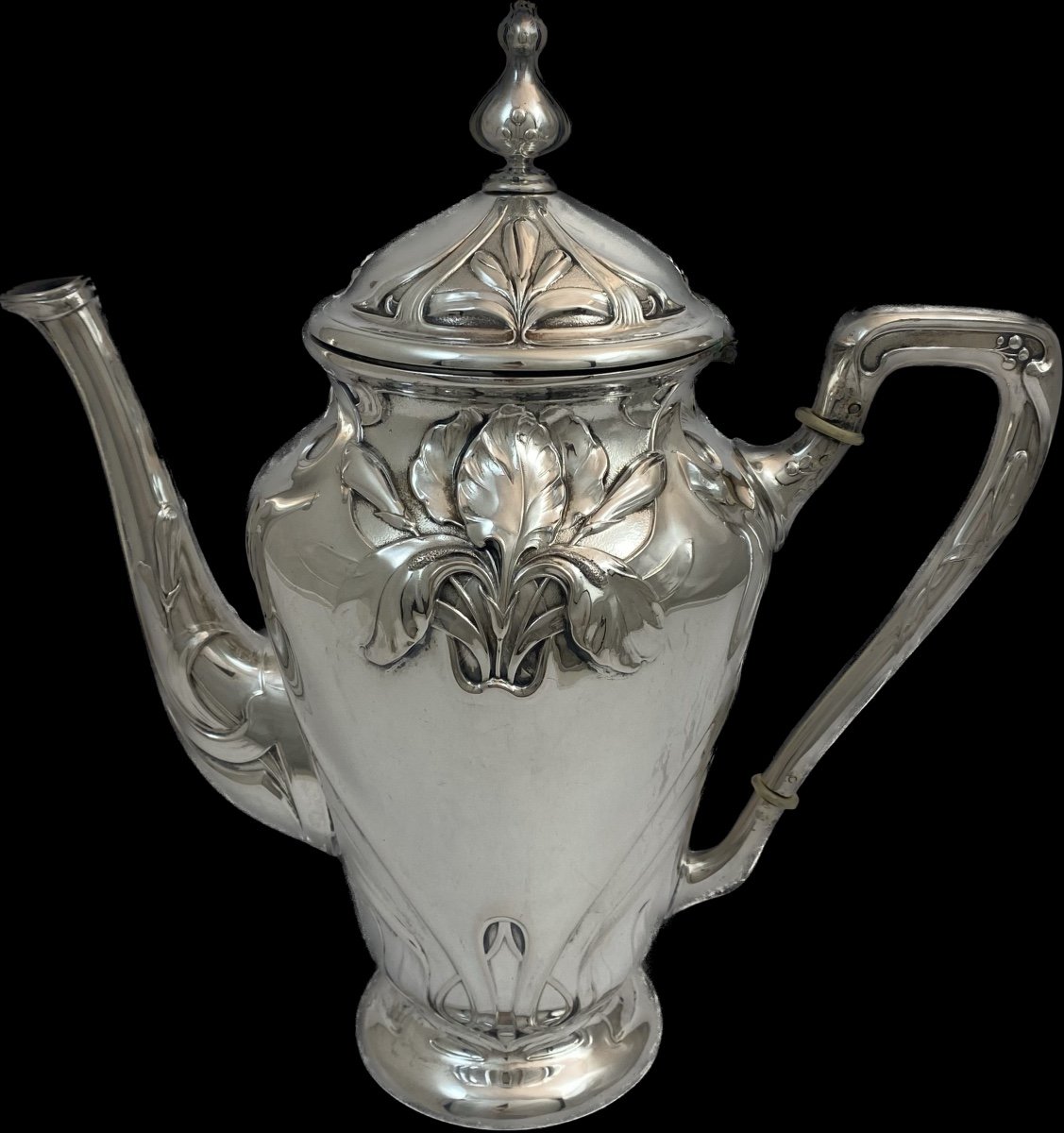 Cafetière, Art Nouveau, Argent Massif, Allemagne 1890-1910-photo-1