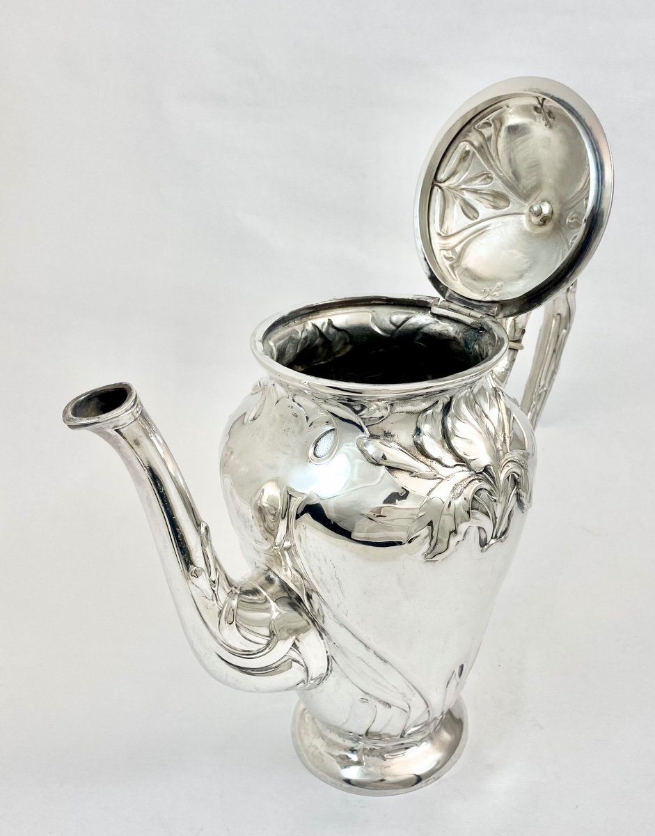 Cafetière, Art Nouveau, Argent Massif, Allemagne 1890-1910-photo-3