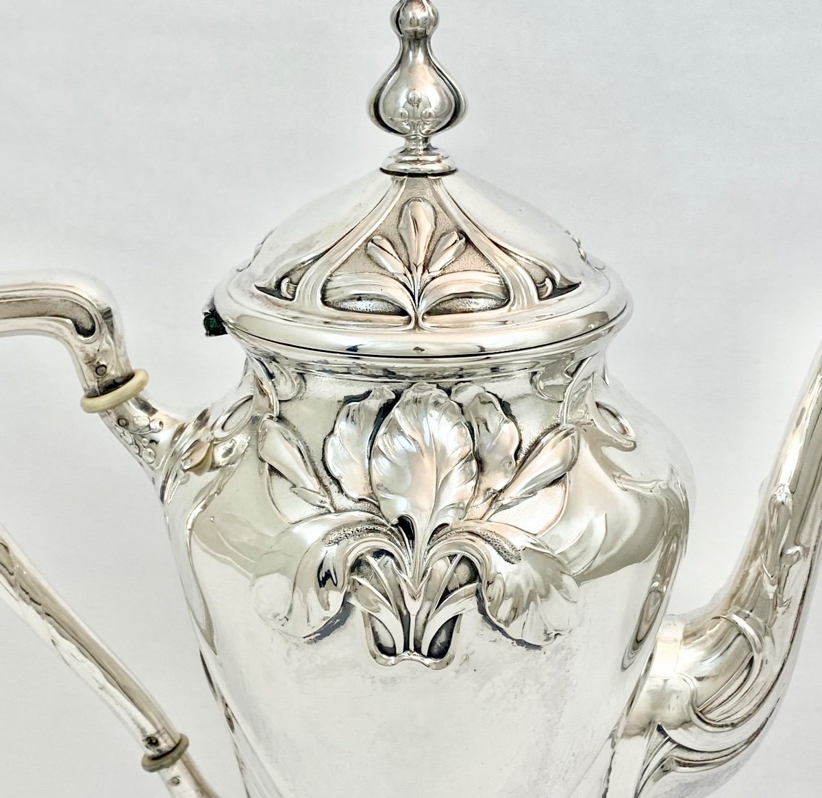 Cafetière, Art Nouveau, Argent Massif, Allemagne 1890-1910-photo-5