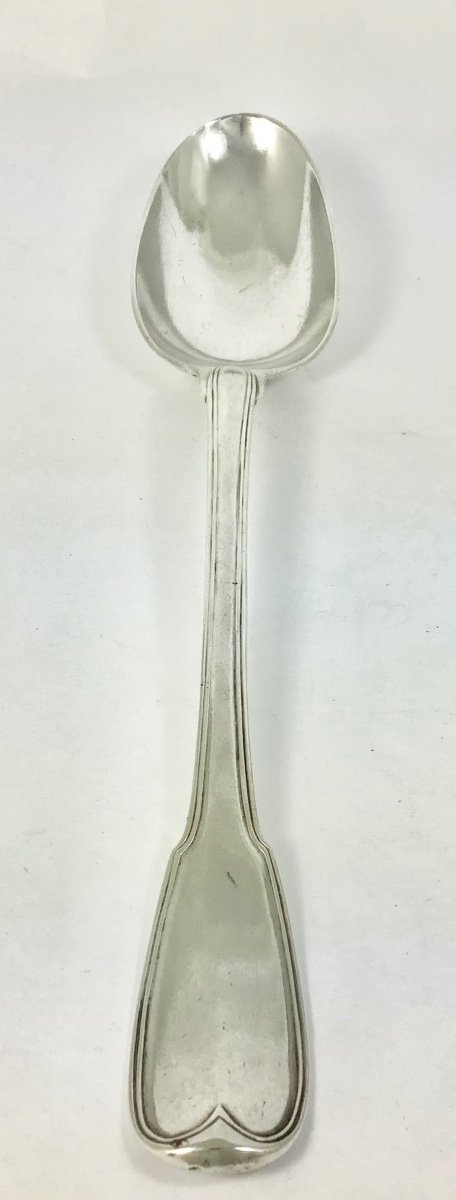 Paris 1752, Cuillère à Ragoût, 31 Cm, Argent Massif-photo-4
