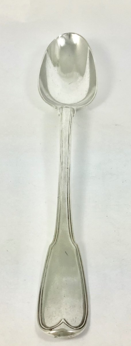 Paris 1752, Cuillère à Ragoût, 31 Cm, Argent Massif-photo-4