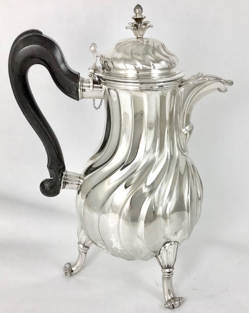 Coffee Pot, Tournai 1760, Laurent Detombe, Sterling Silver,-photo-3
