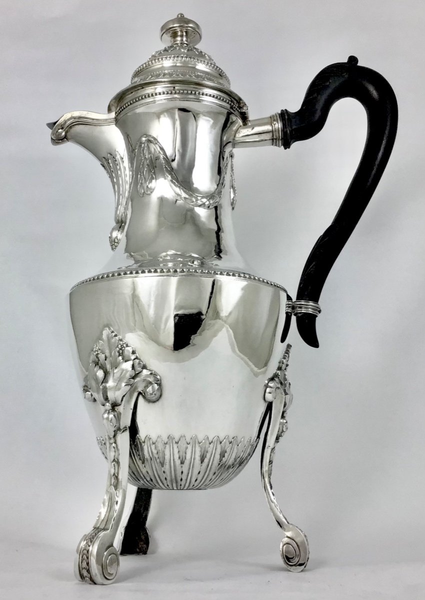 Very Large Coffee Pot, Brussels 1793, Théodorus Smeesters, Solid Silver-photo-4