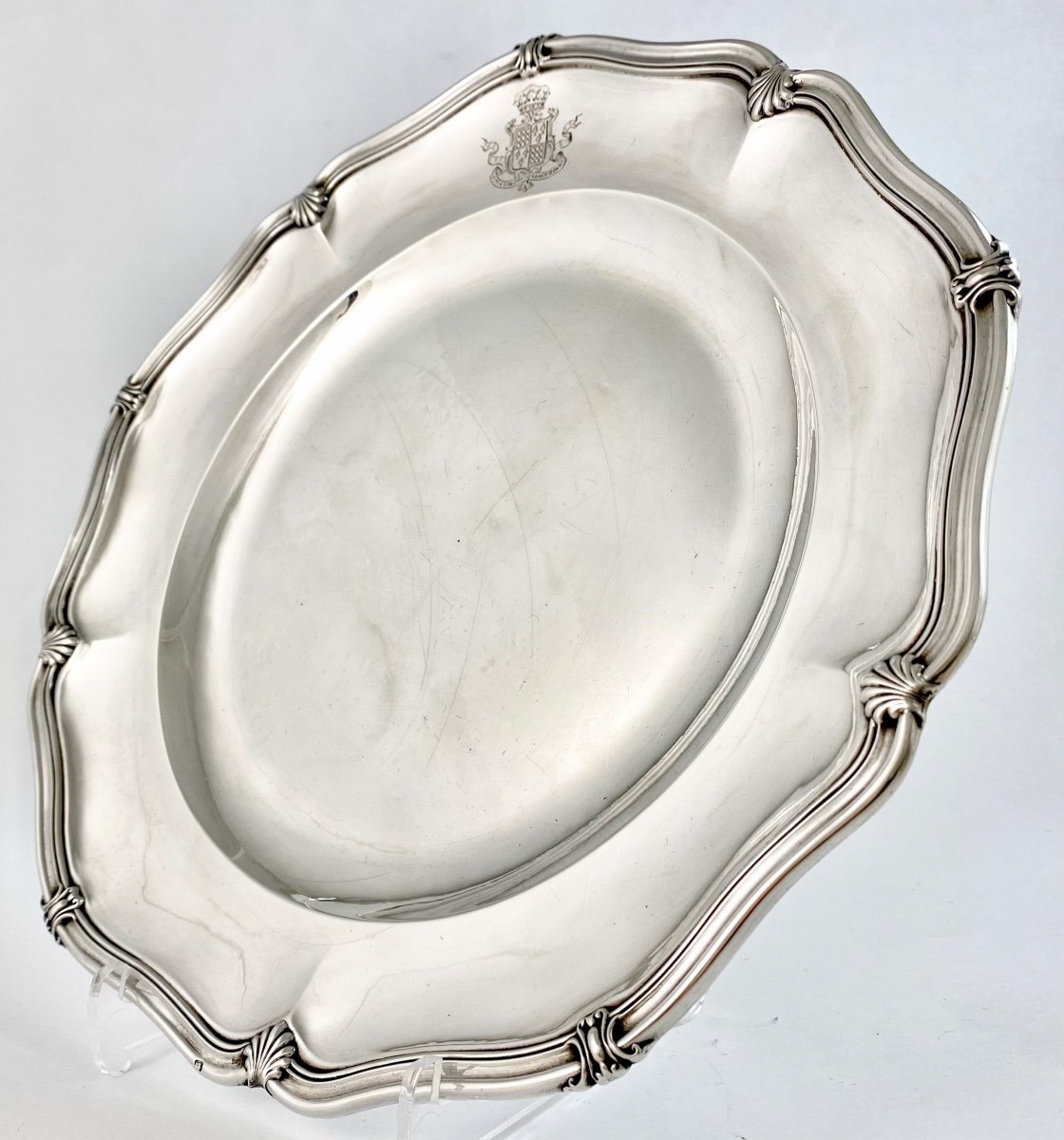 Dukes Of Rohan-chabot, Silver Dish, Aucoc Paris 1880-1910, 27 Cm, Potius Mori Quam Foedari-photo-6