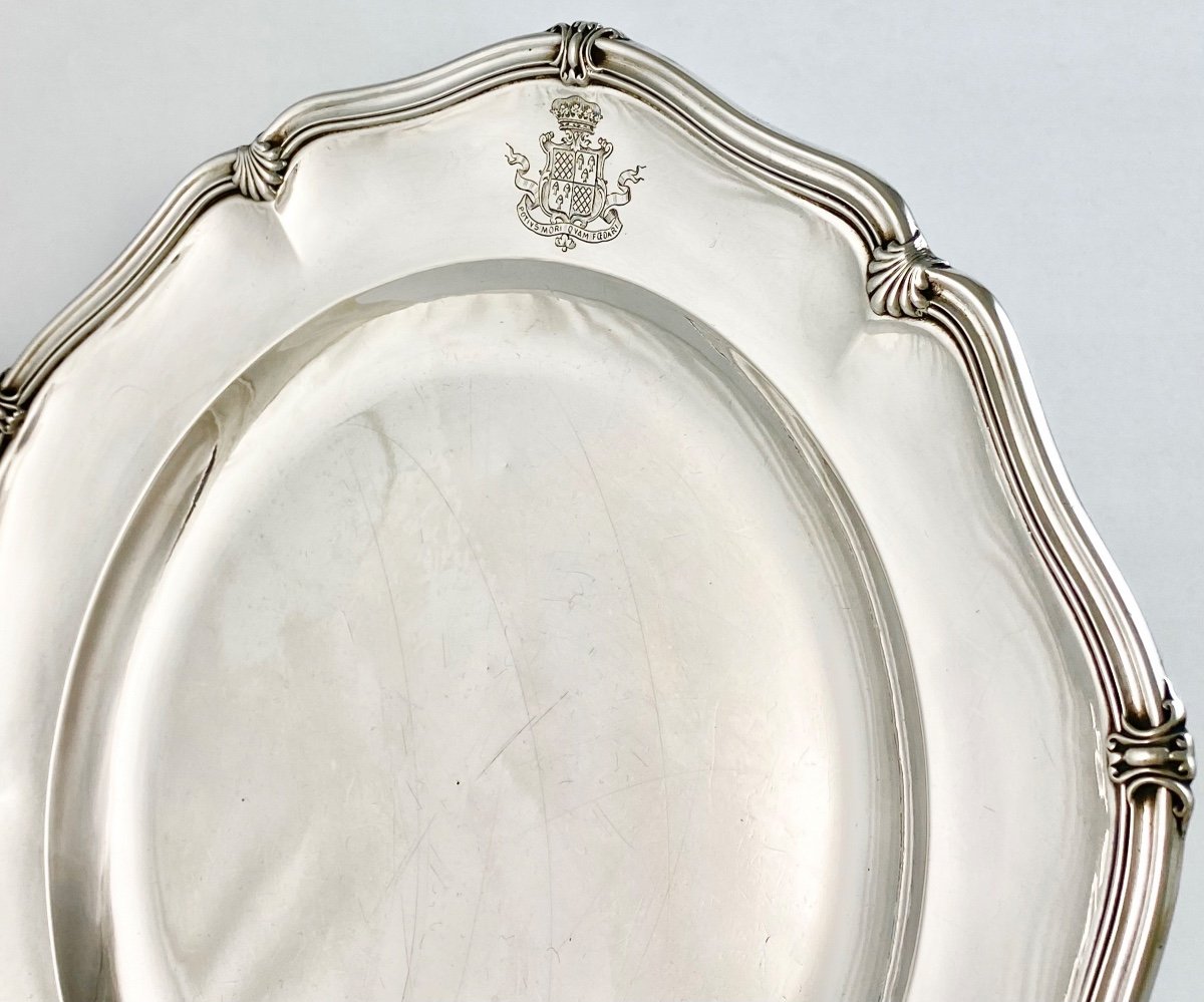 Ducs De Rohan-Chabot, Plat En Argent , 27 cm ,Aucoc , Paris Vers 1880-1910, Potius Mori Quam Foedari-photo-7